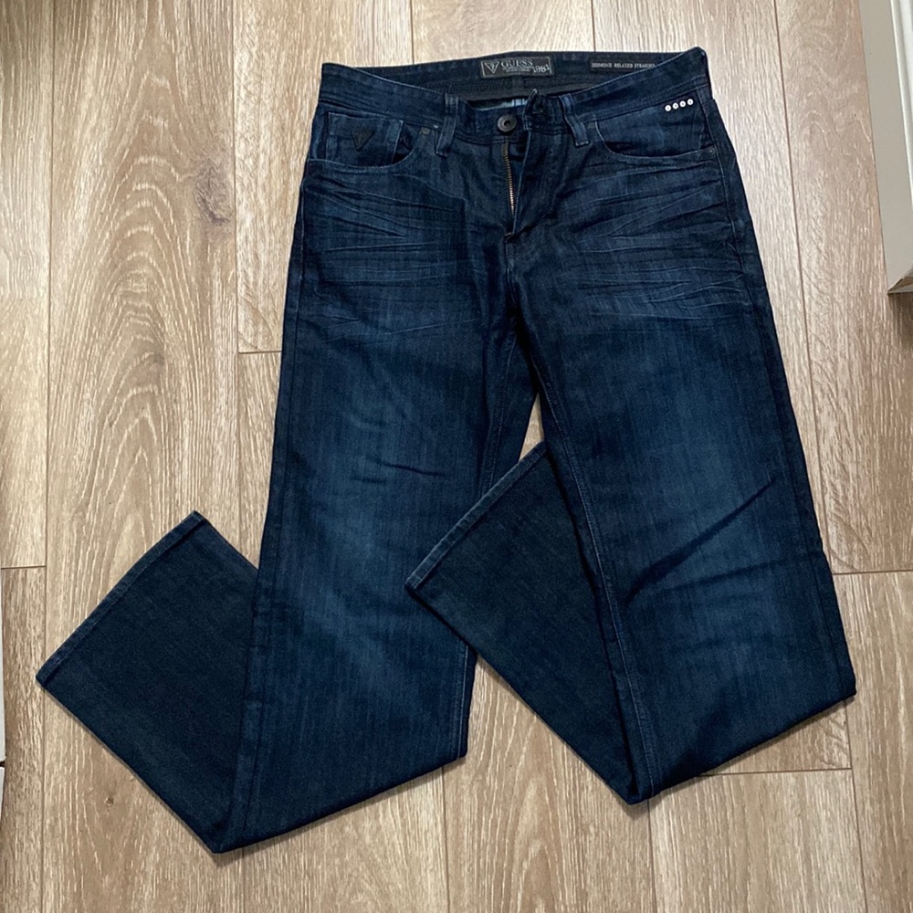 Men’s Guess 1981 Jeans, Desmond - Relaxed Straight, Dark Blue, US SIZE 31x32